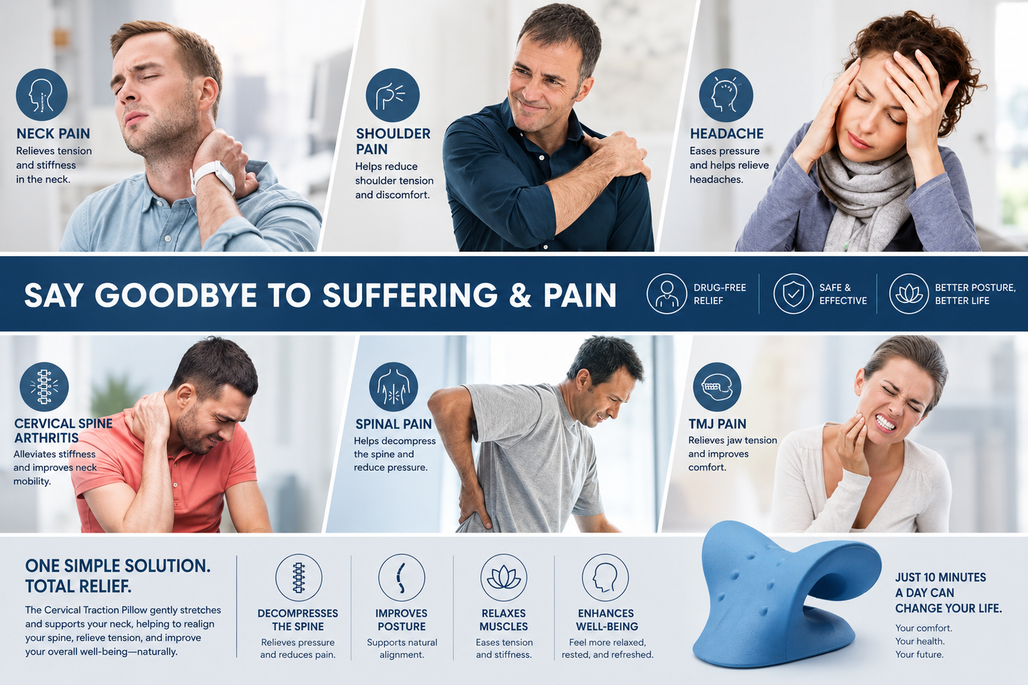 Cervical Traction Pillow - Neck Pain Relief