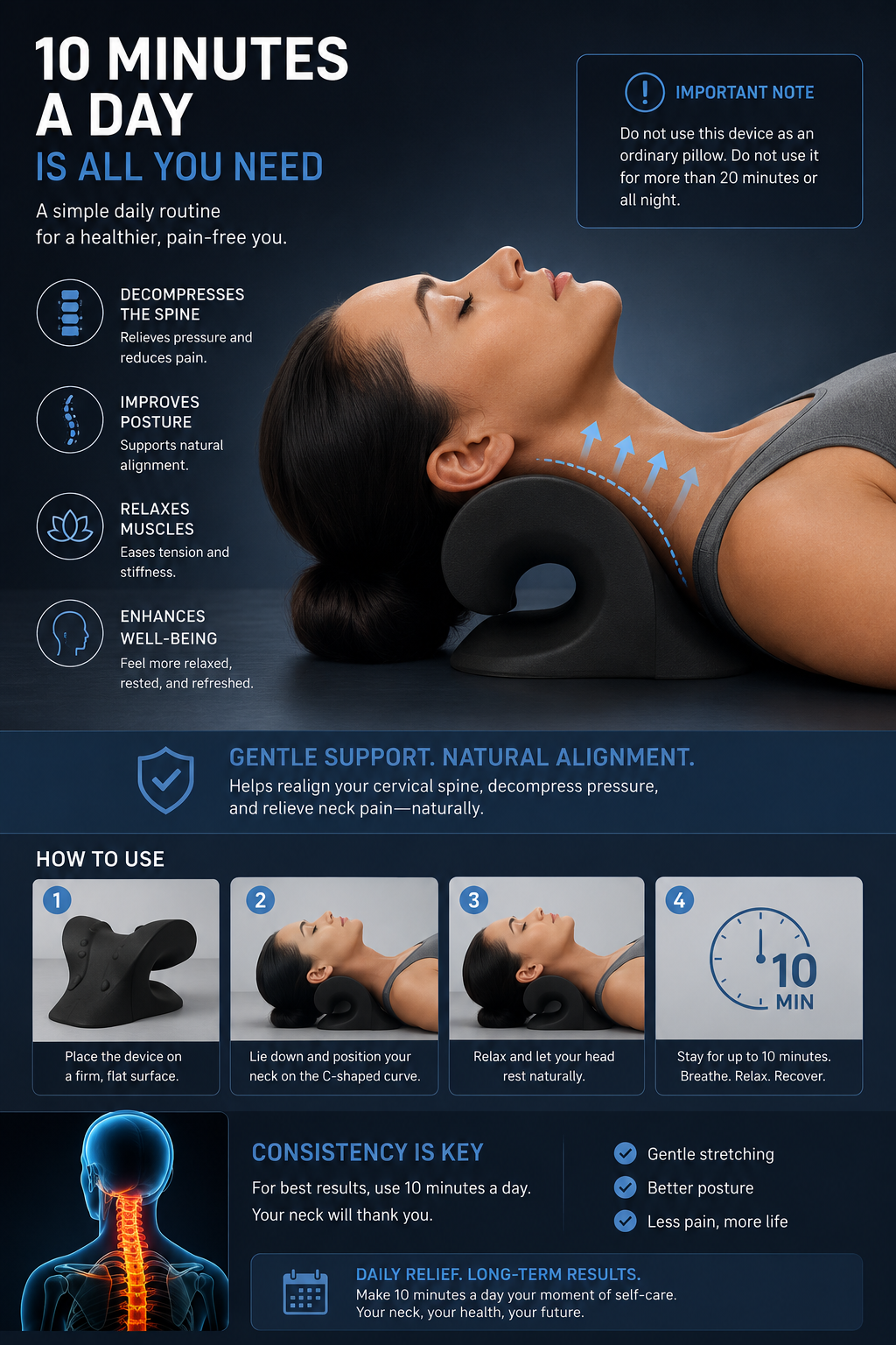 Cervical Traction Pillow - Neck Pain Relief